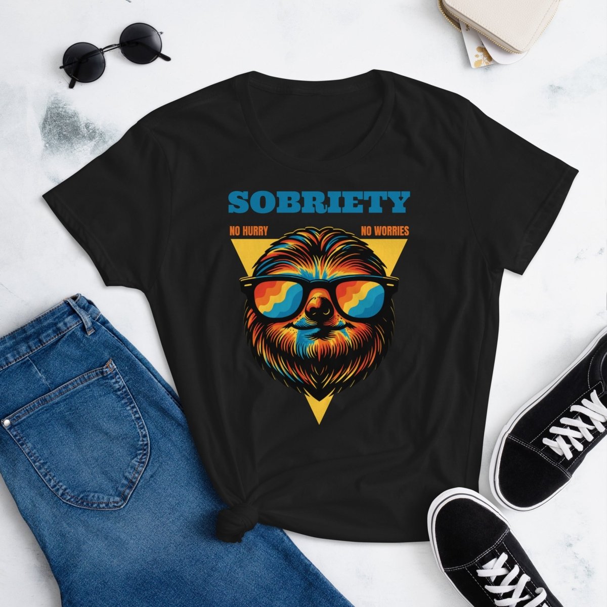 Chill Vibes Sobriety Women's Fashion Fit Tee - Black / S | Sobervation