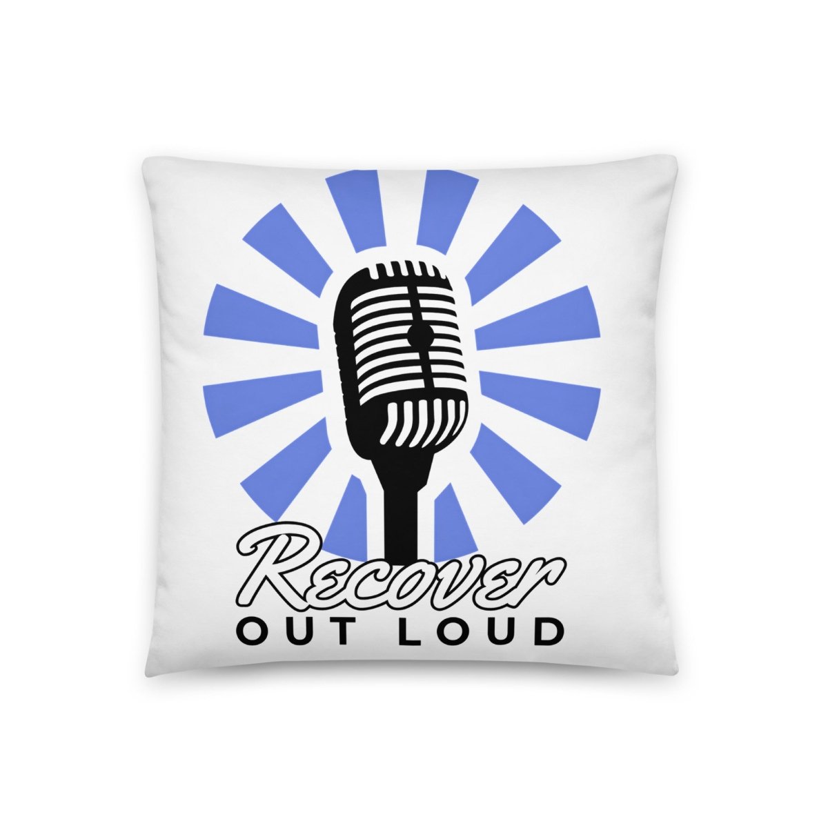 Echoes of Recovery Pillow - 'Recover Out Loud' Microphone Design - 18″×18″ | Sobervation
