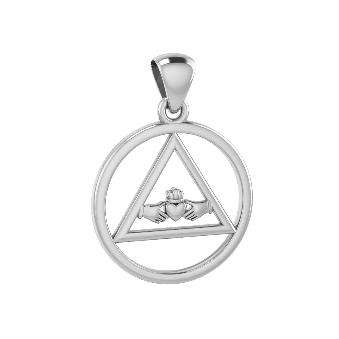 "Embrace of Recovery" Claddagh A.A. Symbol Silver Pendant - Sobervation Collection - | Sobervation