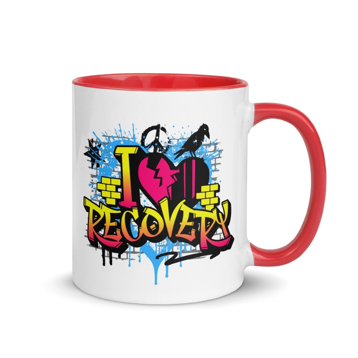 I Heart Recovery Color Inside Mug - Vibrant Sobriety Love - Red | Sobervation