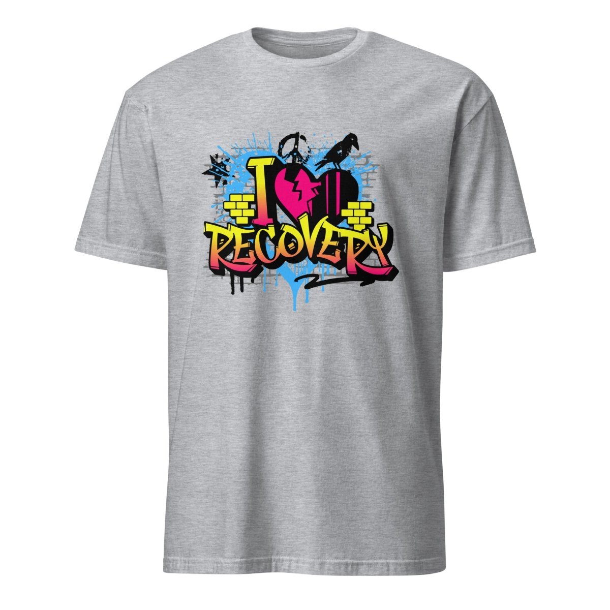 I Heart Recovery - Essential Graffiti Tee - Sport Grey / S | Sobervation