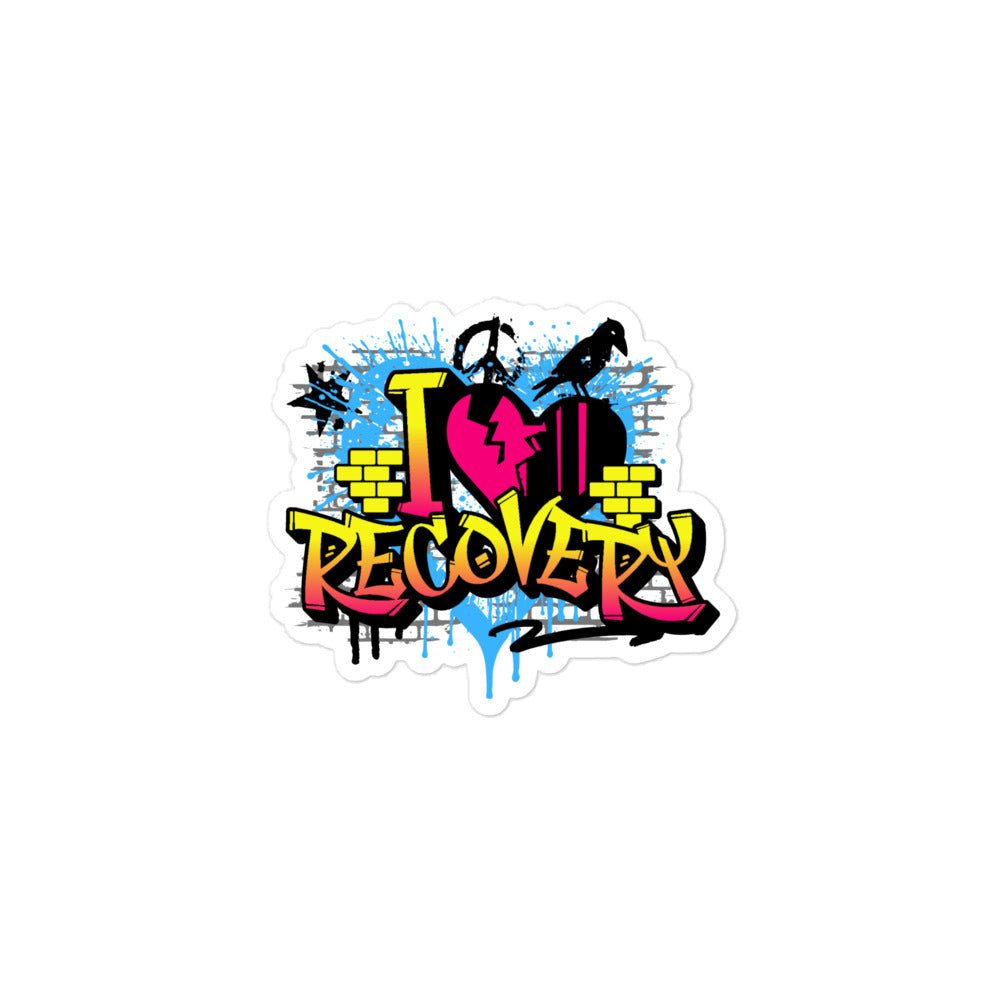 I Heart Recovery Graffiti Sticker - 3″×3″ | Sobervation