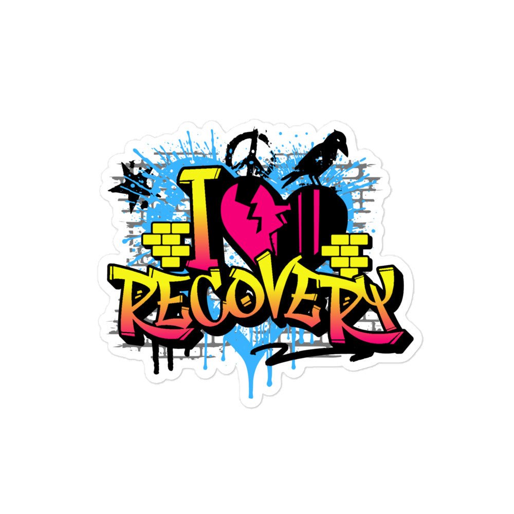 I Heart Recovery Graffiti Sticker - 4″×4″ | Sobervation
