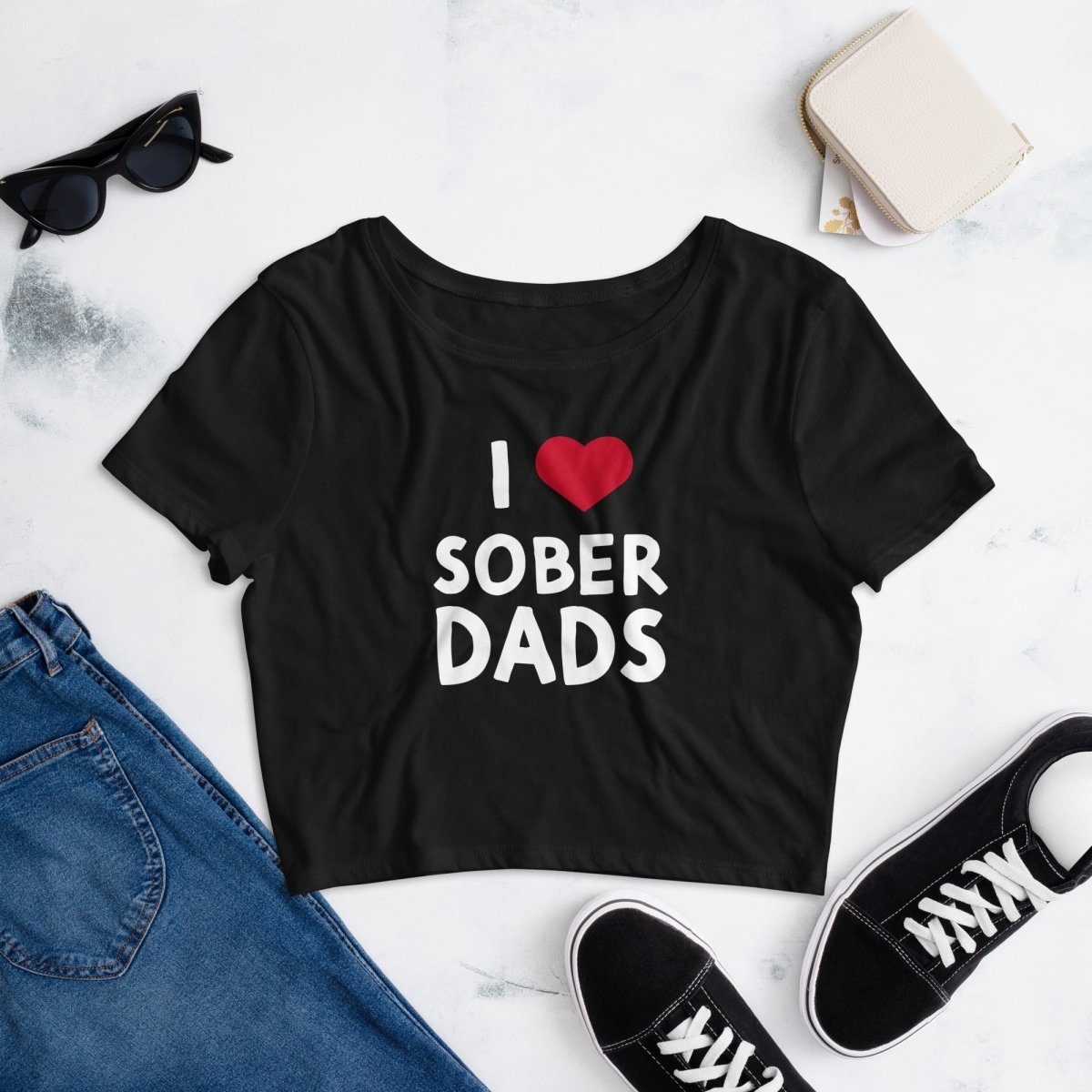 "I ♥ Sober Dads" Women's Crop Tee - XS/SM | Sobervation