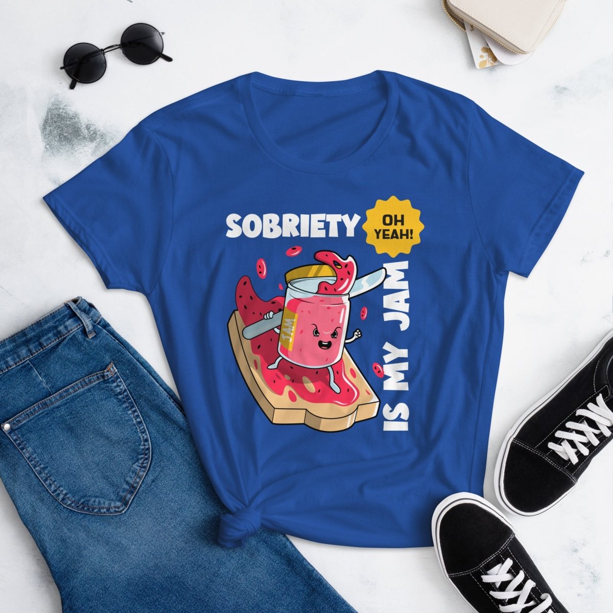 Jammin' to Sobriety Women's Fashion Fit Tee - Royal Blue / S | Sobervation