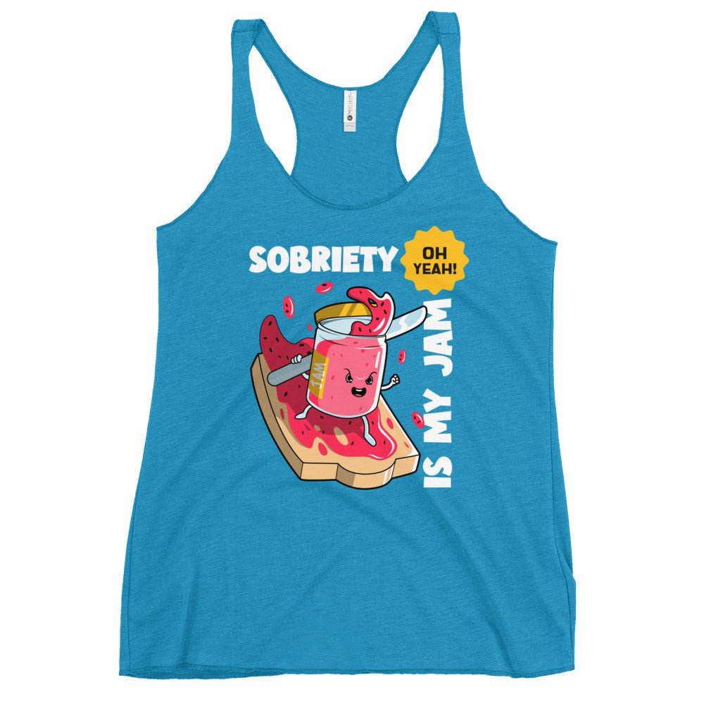 Jammin' to Sobriety Women's Racerback Tank - Vintage Turquoise / XS | Sobervation