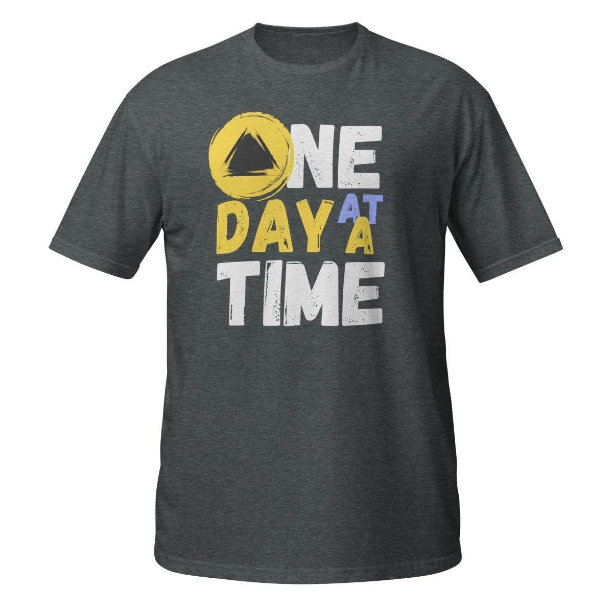 One Day at a Time - Sobriety Journey Essential Unisex Tee - Dark Heather / S | Sobervation
