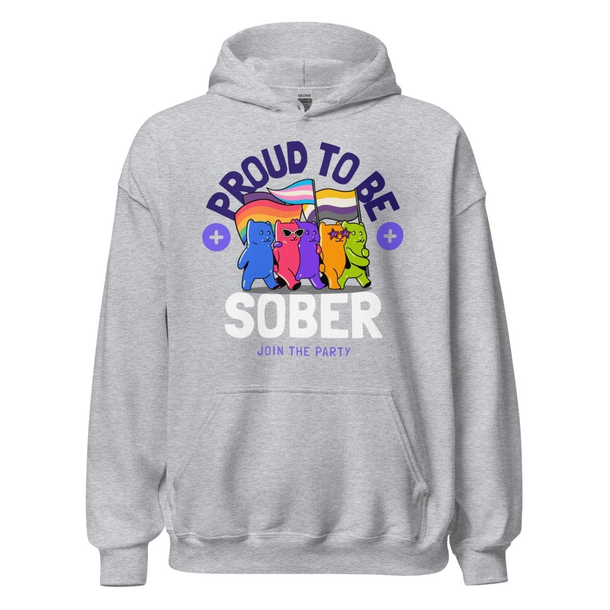 "Proud to be Sober" Unisex Hoodie - Rainbow Resilience Collection - Sport Grey / S | Sobervation