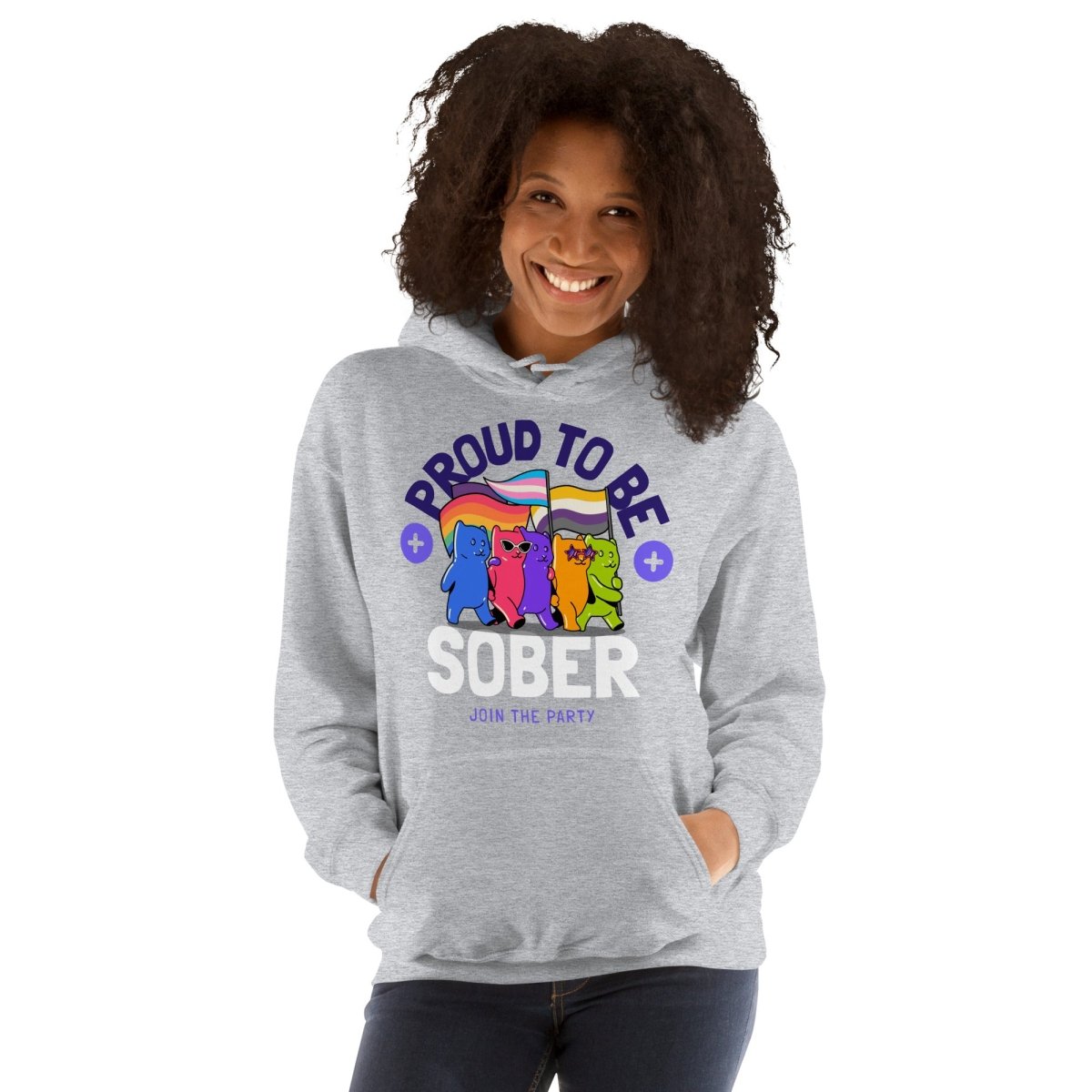 "Proud to be Sober" Unisex Hoodie - Rainbow Resilience Collection - | Sobervation