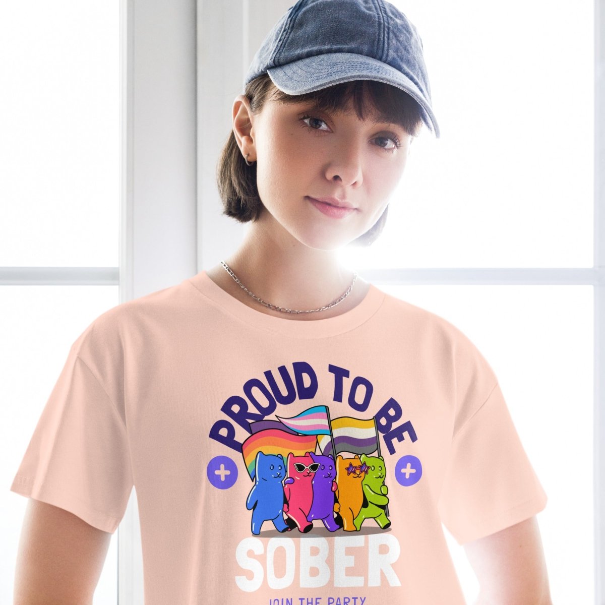 "Proud to be Sober" Women's Crop Top - Rainbow Resilience Collection - | Sobervation