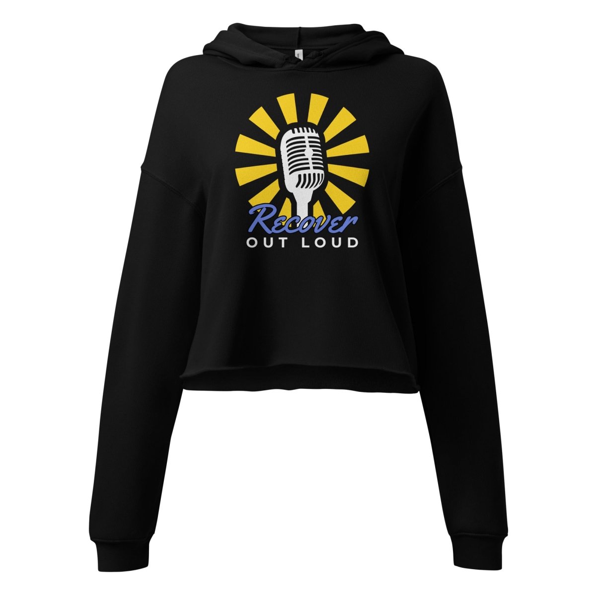 "Recover Out Loud" Vocal Crop Hoodie - Boldness in Every Thread - Black / S | Sobervation