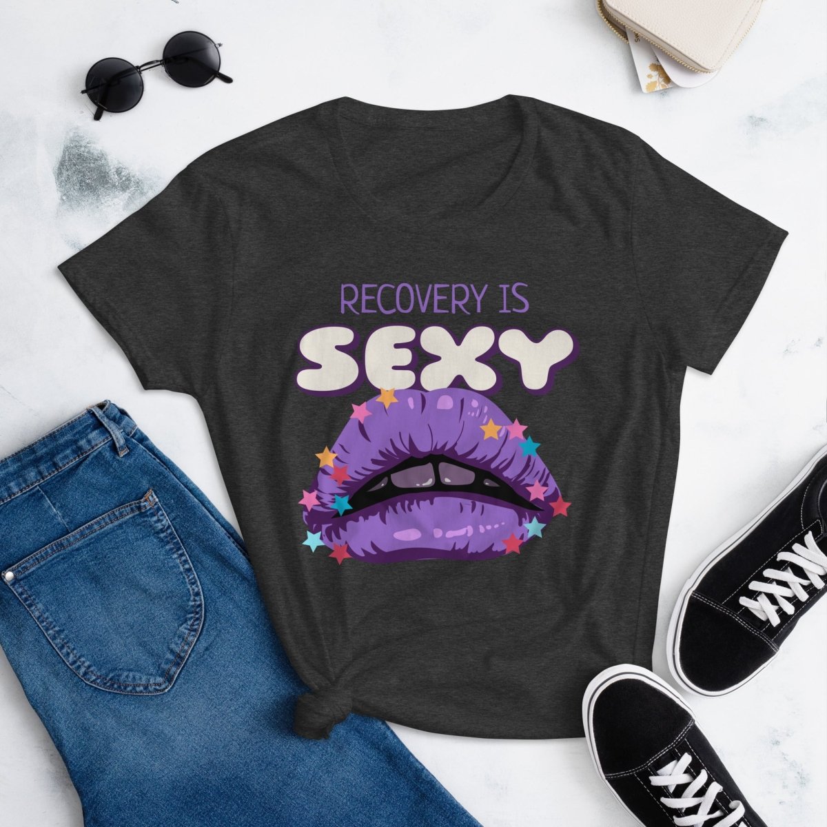 Recovery is Sexy Fashion Fit Tee - Heather Dark Grey / S | Sobervation