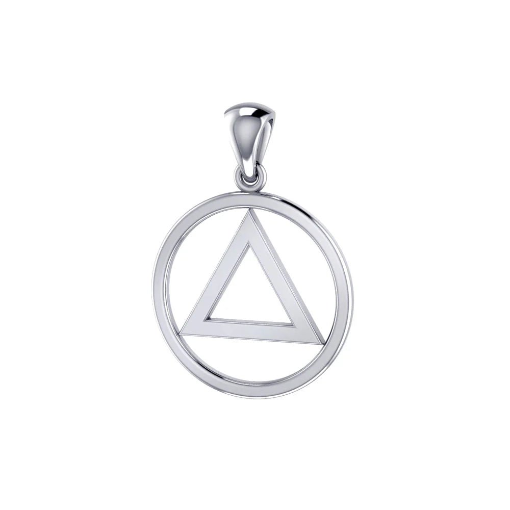 "Serenity Circle" A.A. Symbol Sterling Silver Pendant - Sobervation Collection - | Sobervation