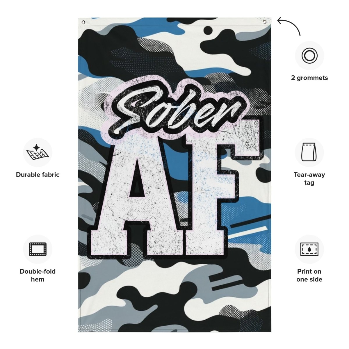 Sober AF All-Over Print Flag - Sobervation