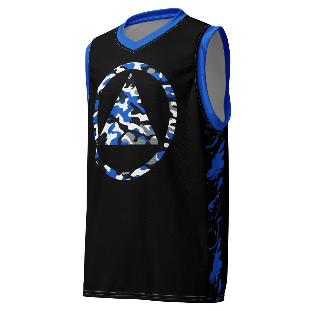 Sobriety Camo Blue Unisex Recycled Basketball Jersey - Sobervation