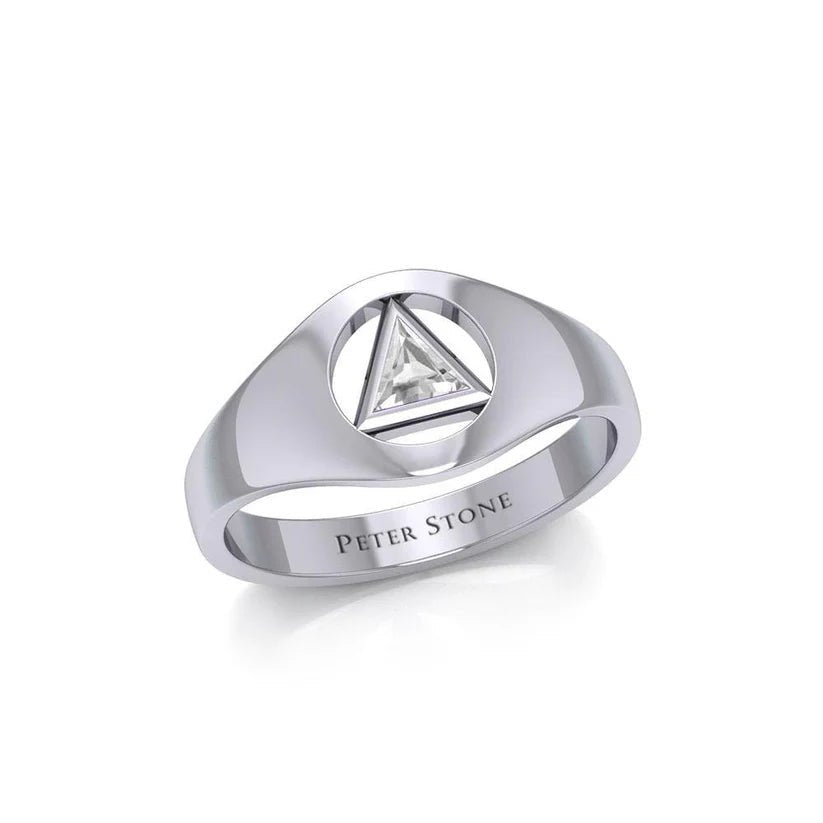 Sobriety Triangle Sterling Silver Inlaid Ring TRI1932 - Sobervation