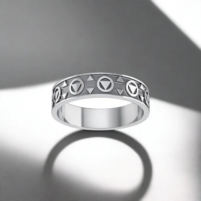 Triangle of Serenity Sterling Silver Band JR163 - Sobervation