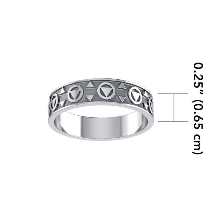 Triangle of Serenity Sterling Silver Band JR163 - Sobervation