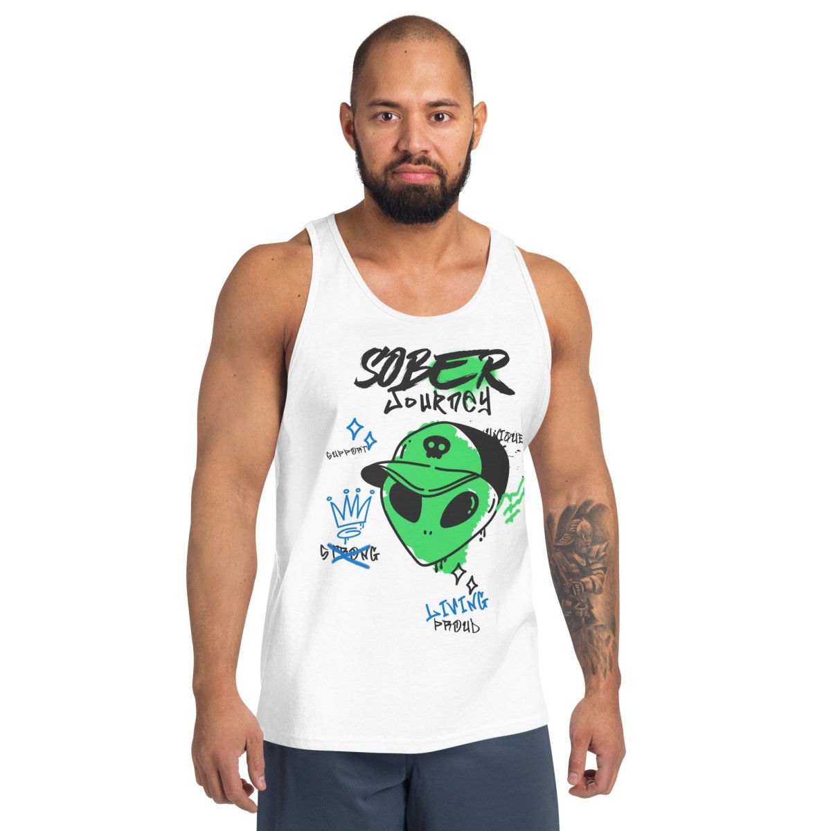 Alien Sober Journey Men's Tank Top - Intergalactic Recovery Series - | Sobervation