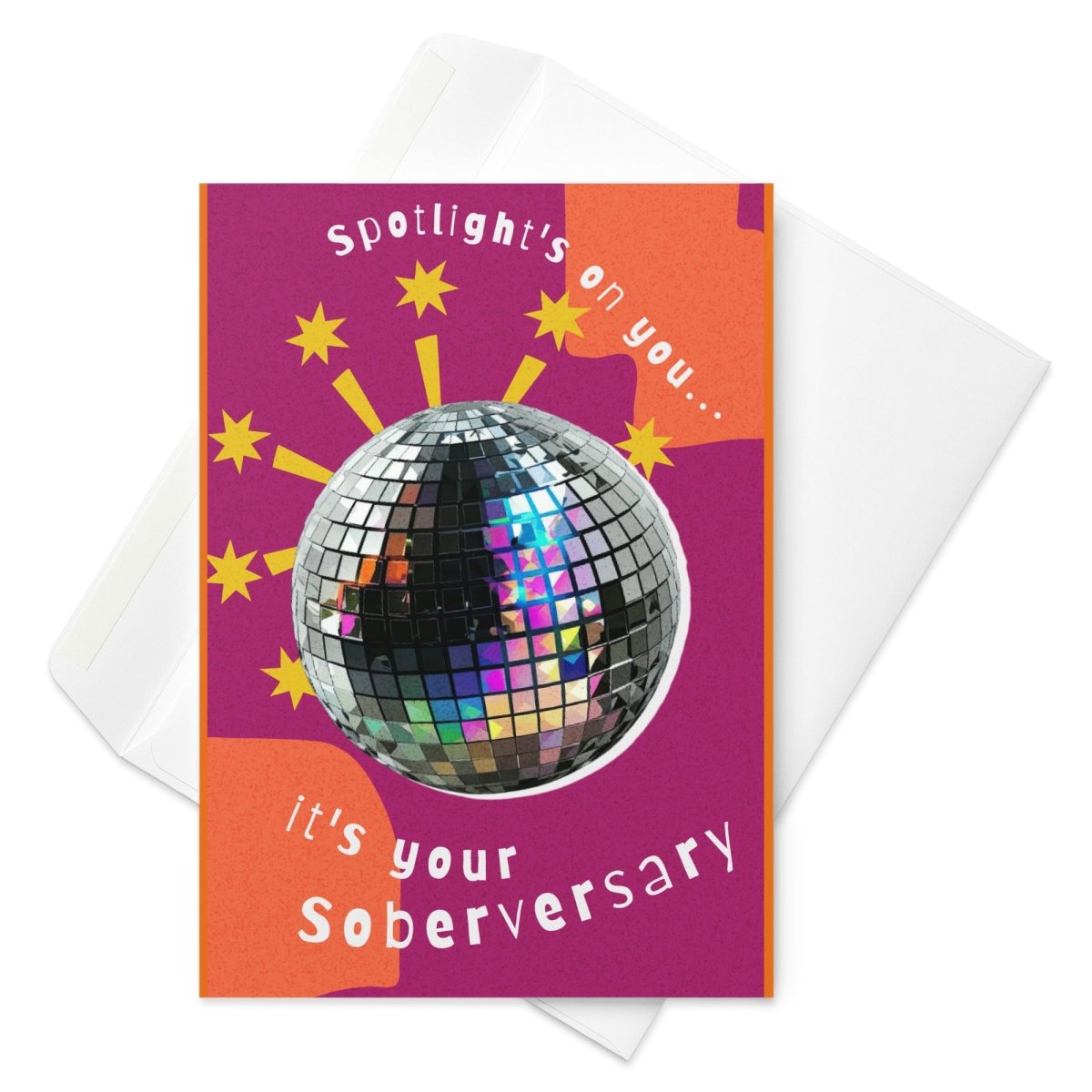 Disco Ball Soberversary Greeting Card - 5.83″×8.27″ | Sobervation