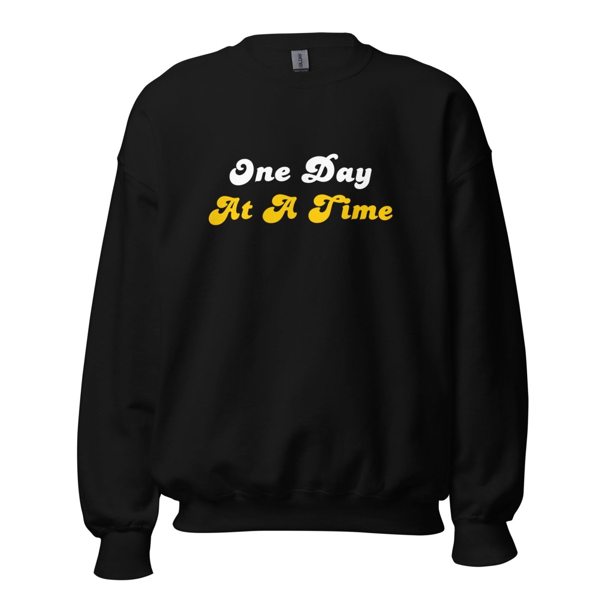 Embrace the Power of Progress: One Day at a Time Sweatshirt - Black / S | Sobervation