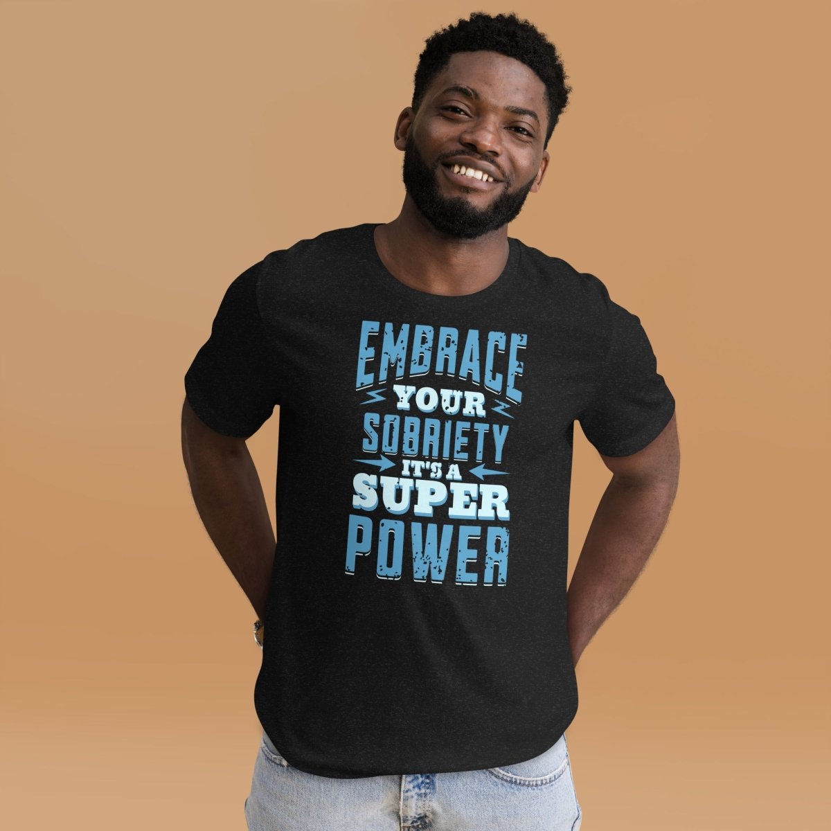 "Embrace Your Sobriety: It's a Superpower" Unisex Tee - | Sobervation