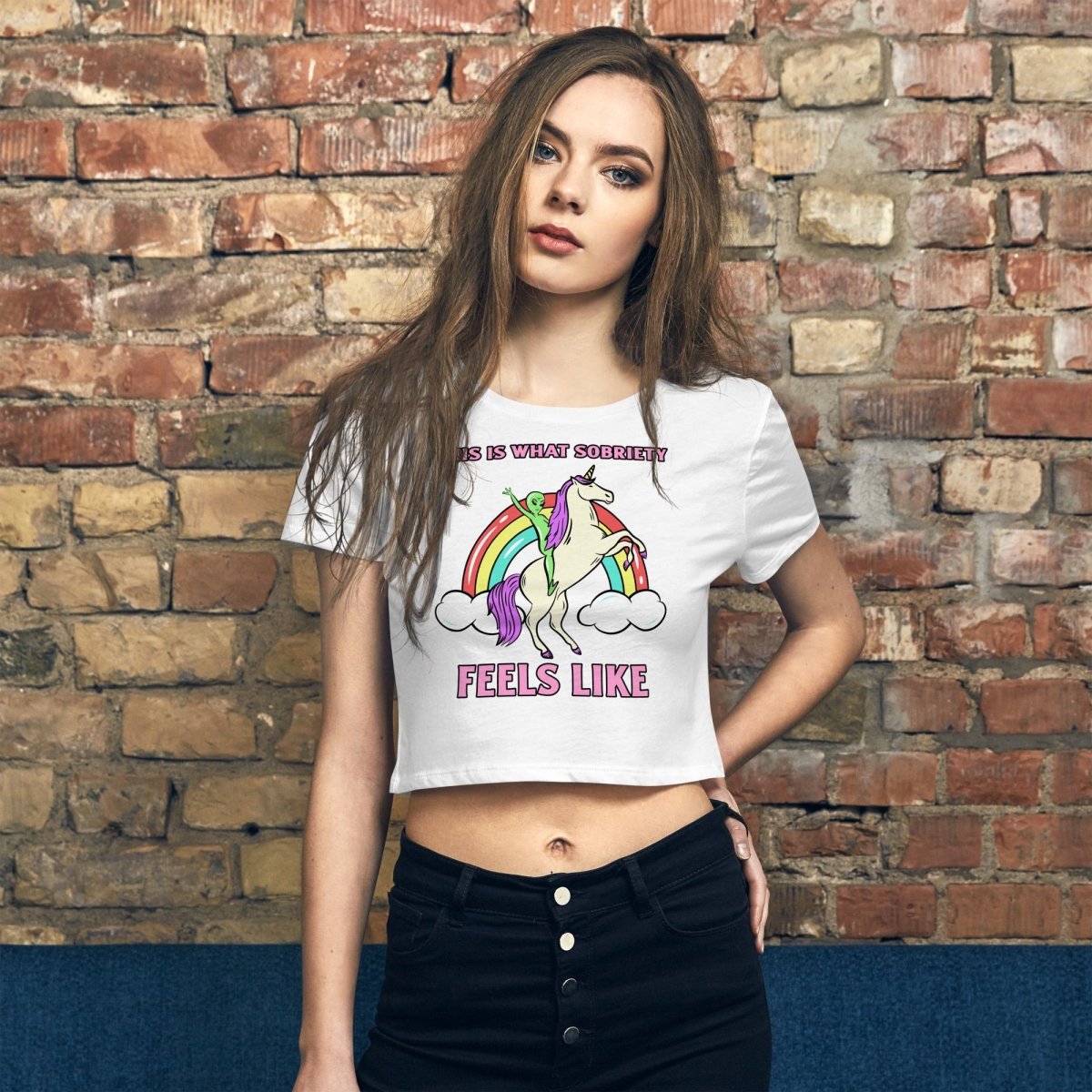 Galactic Sobriety Crop Tee - Ride the Rainbow - | Sobervation
