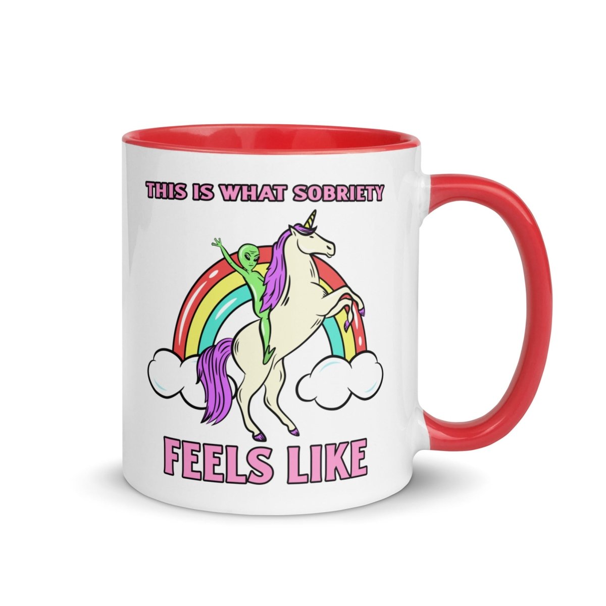 Galactic Sobriety Rainbow Coffee Mug - Color Inside - Red | Sobervation