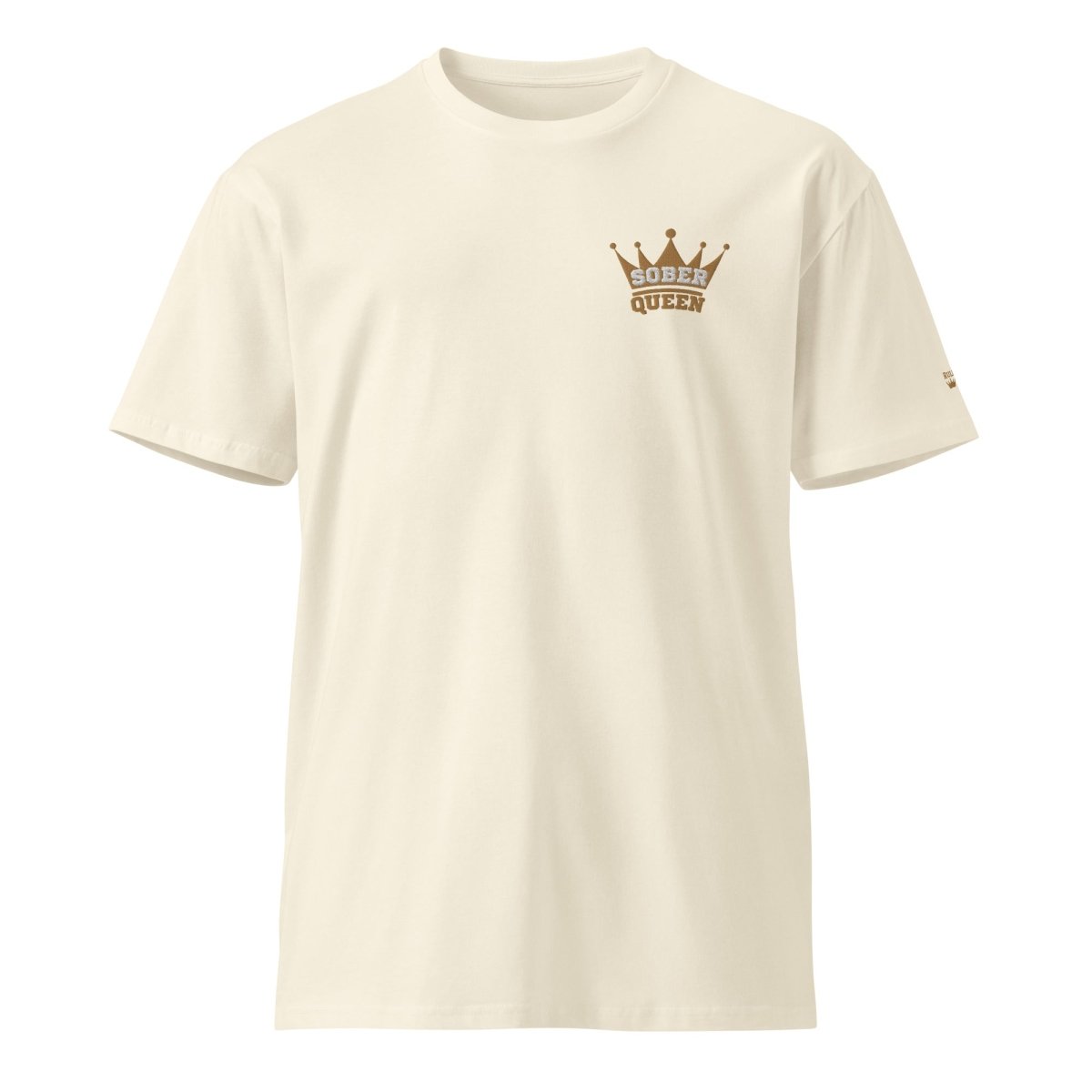 Glitter and Gold Embroidered Sober Queen Premium Tee - Natural / S | Sobervation