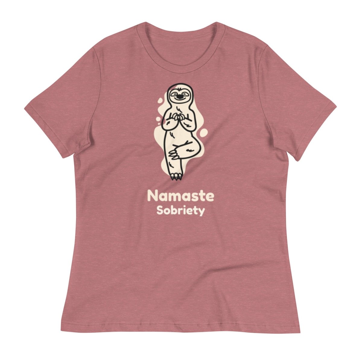 Harmony Sloth Relaxed Tee for Women - Heather Mauve / S | Sobervation