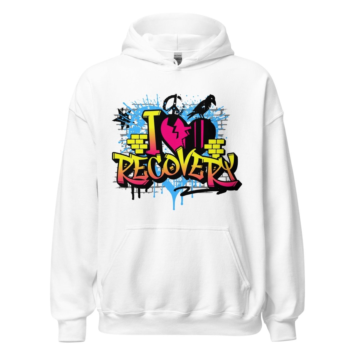 "Heart of Recovery" Graffiti Hoodie - White / S | Sobervation