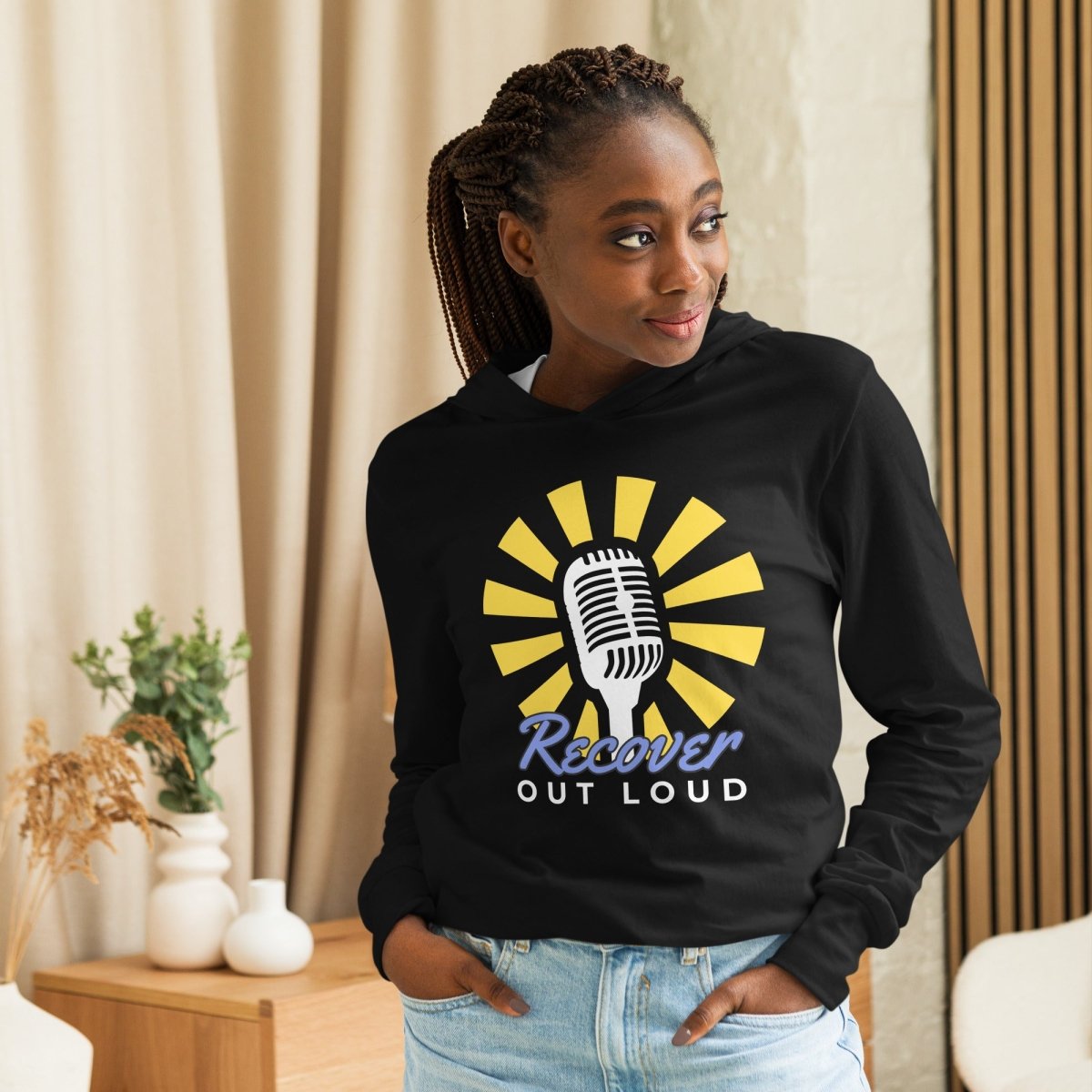 Inspiring "Recover Out Loud" Unisex Hooded Long Sleeve Tee: A Symbol of Courage and Shared Strength - | Sobervation