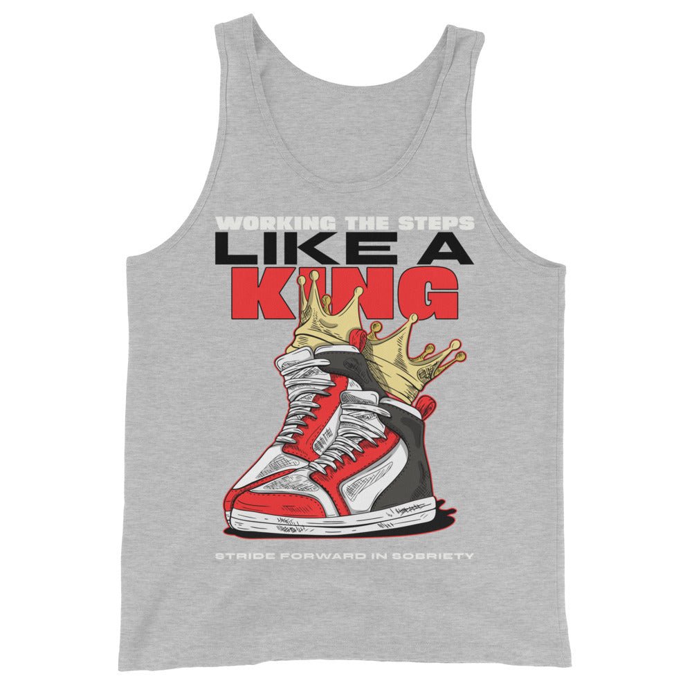 Men's Sobriety Tank Top - King's Journey Collection - Athletic Heather / XS | Sobervation