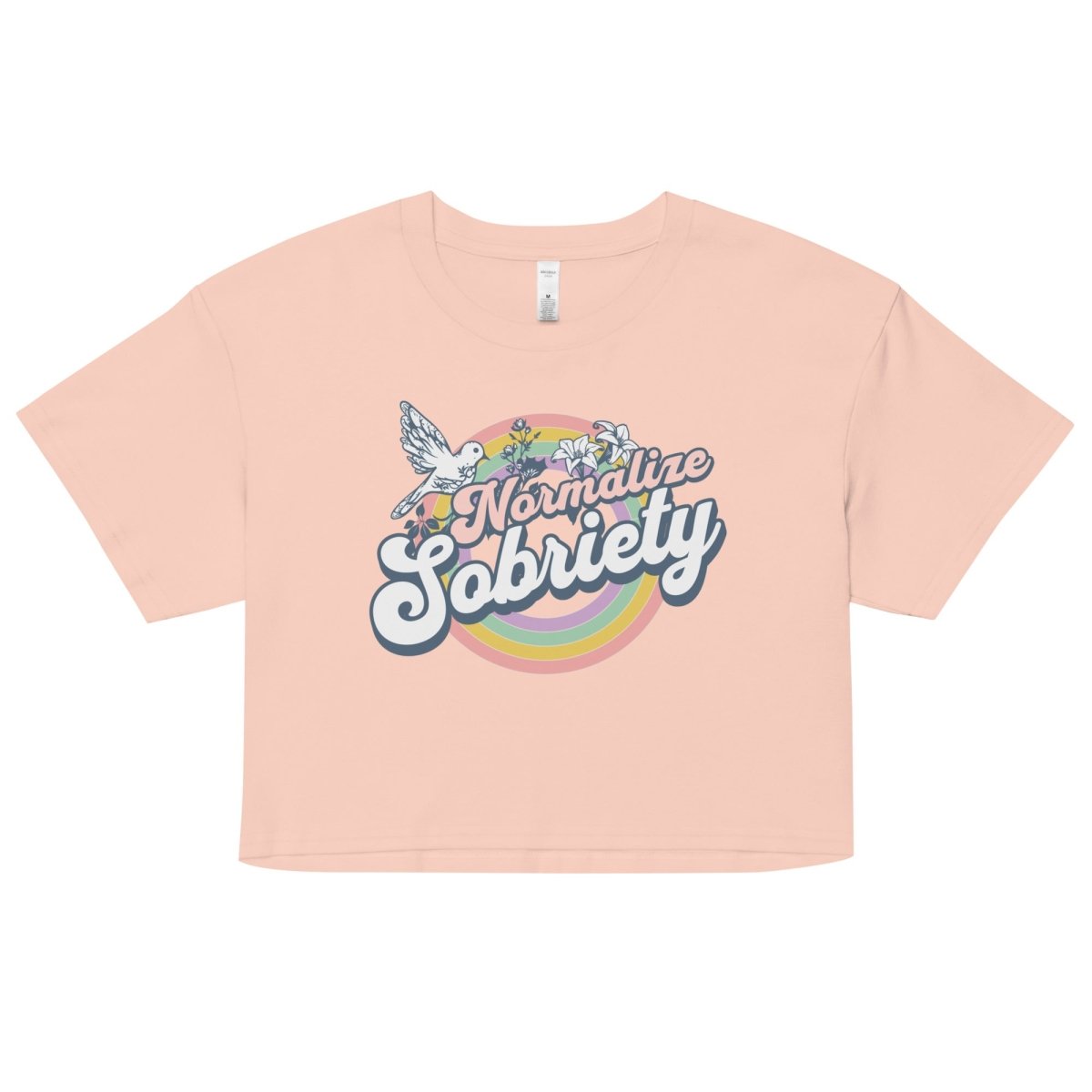 "Normalize Sobriety" Women's Comfort Crop Top - Pale Pink / S | Sobervation