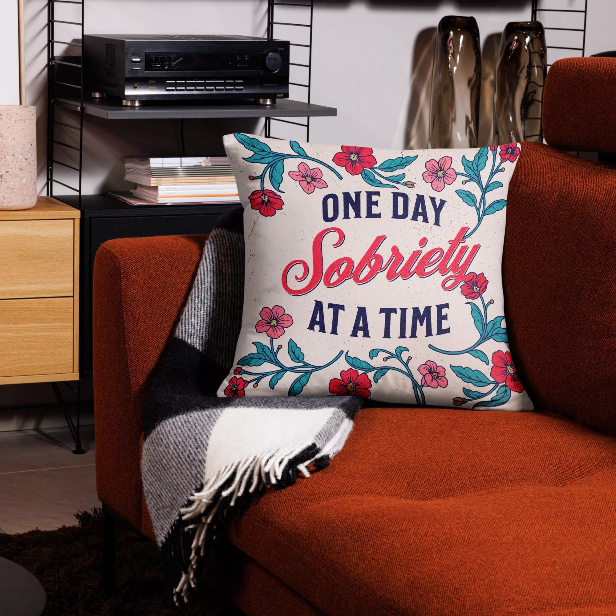 One Day At A Time - Accent Pillow - 22″×22″ | Sobervation