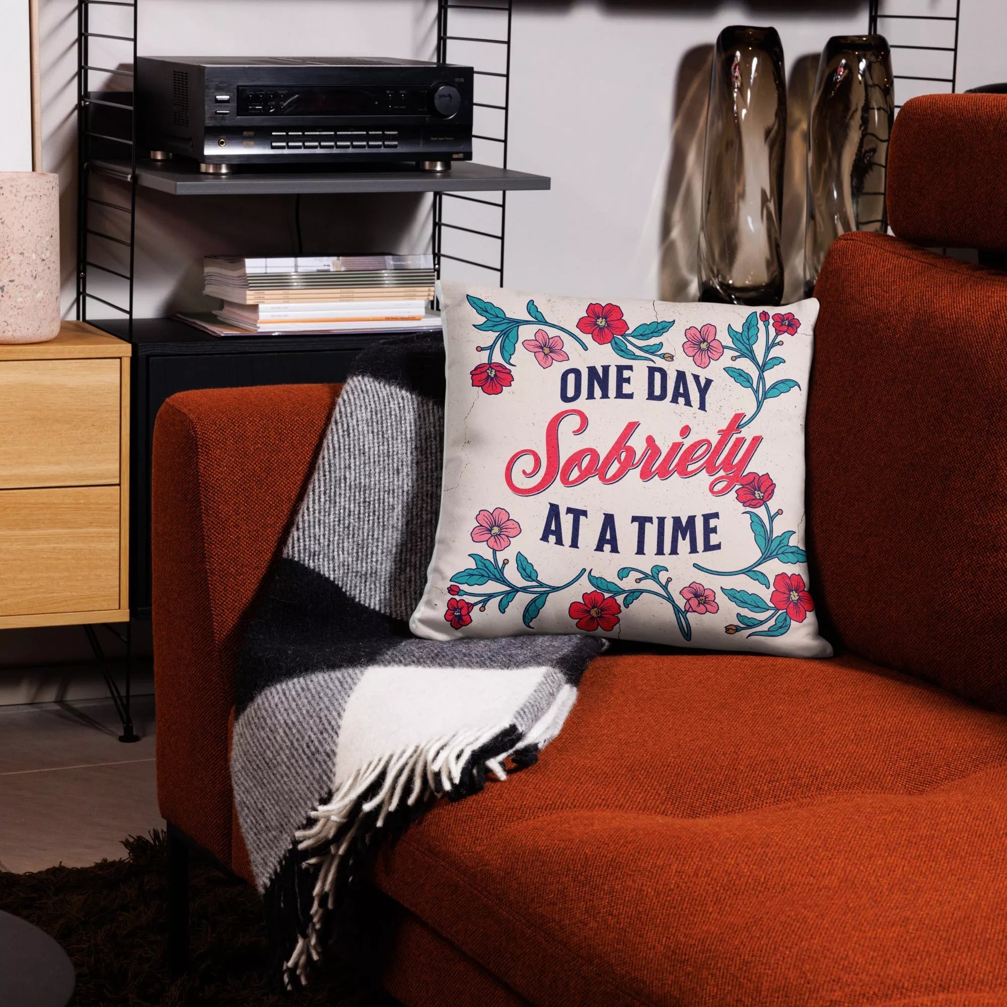One Day At A Time - Accent Pillow - 18″×18″ | Sobervation