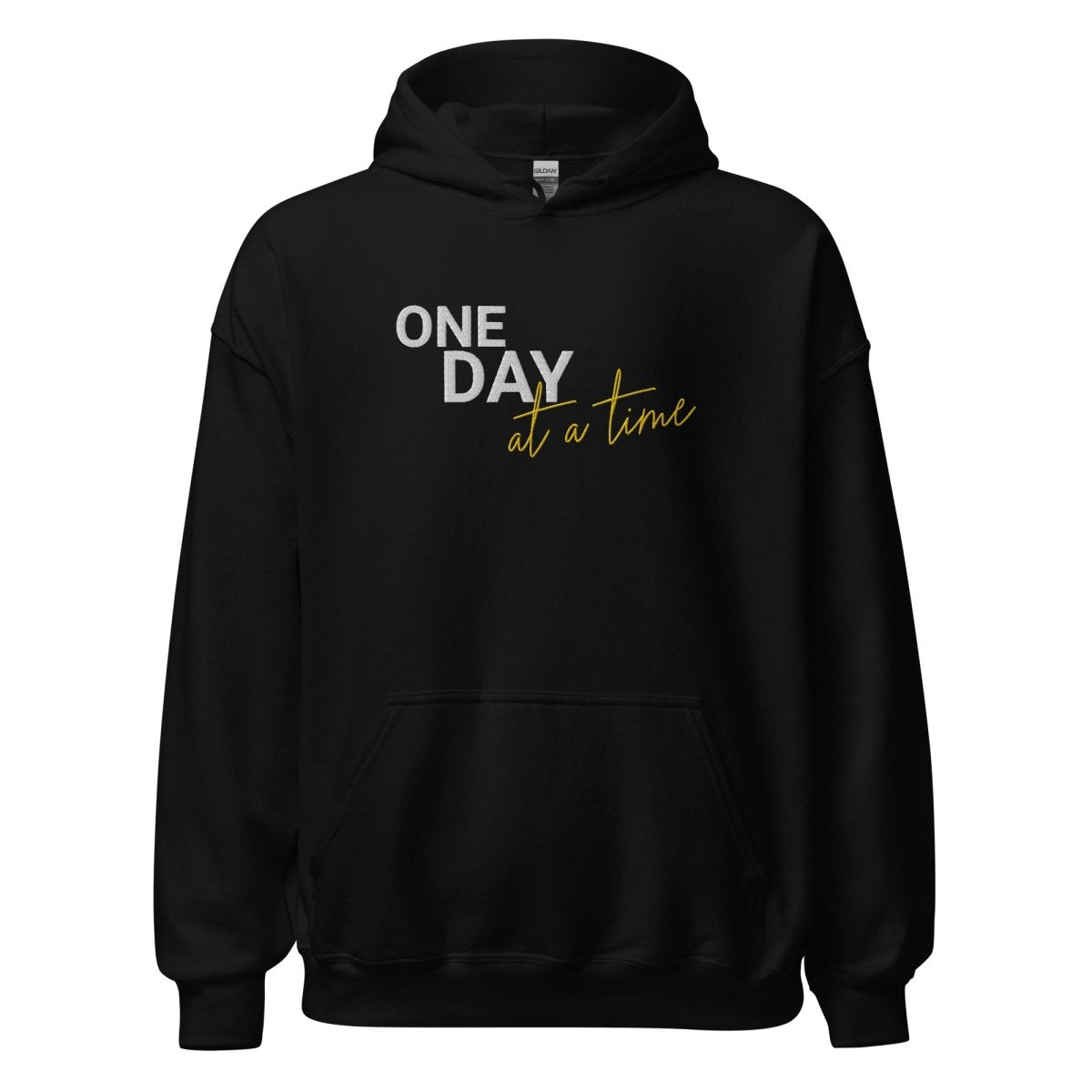 One Day at a Time Sobriety Hoodie – Embroidered Unisex Comfort - S | Sobervation