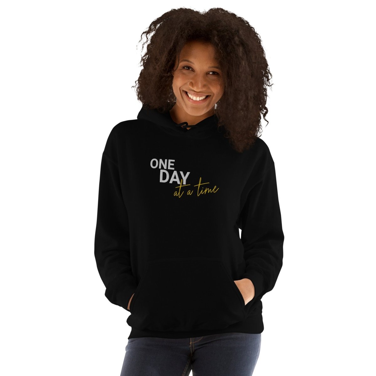 One Day at a Time Sobriety Hoodie – Embroidered Unisex Comfort - | Sobervation