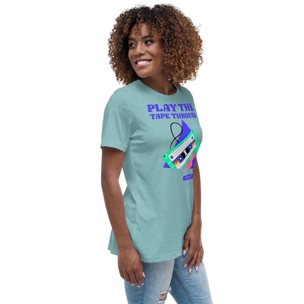 Play The Tape Through Women's Relaxed Tee - Retro Recovery Collection - | Sobervation