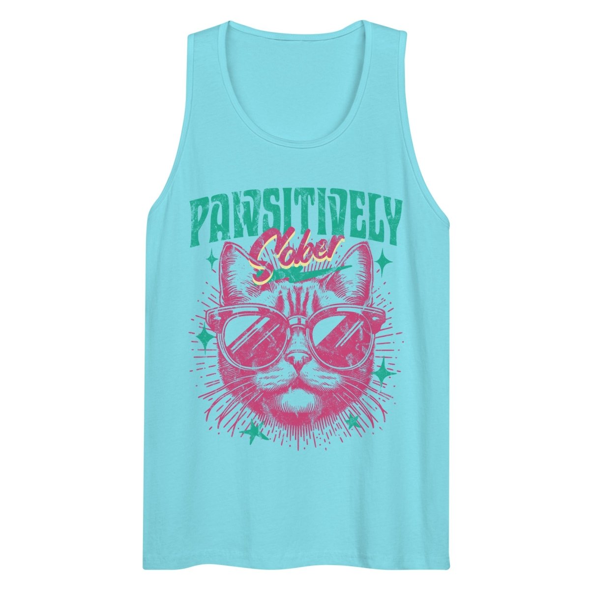 Premium Sobriety Tank Top for Men - Pawsitively Empowered - Pacific Blue / S | Sobervation