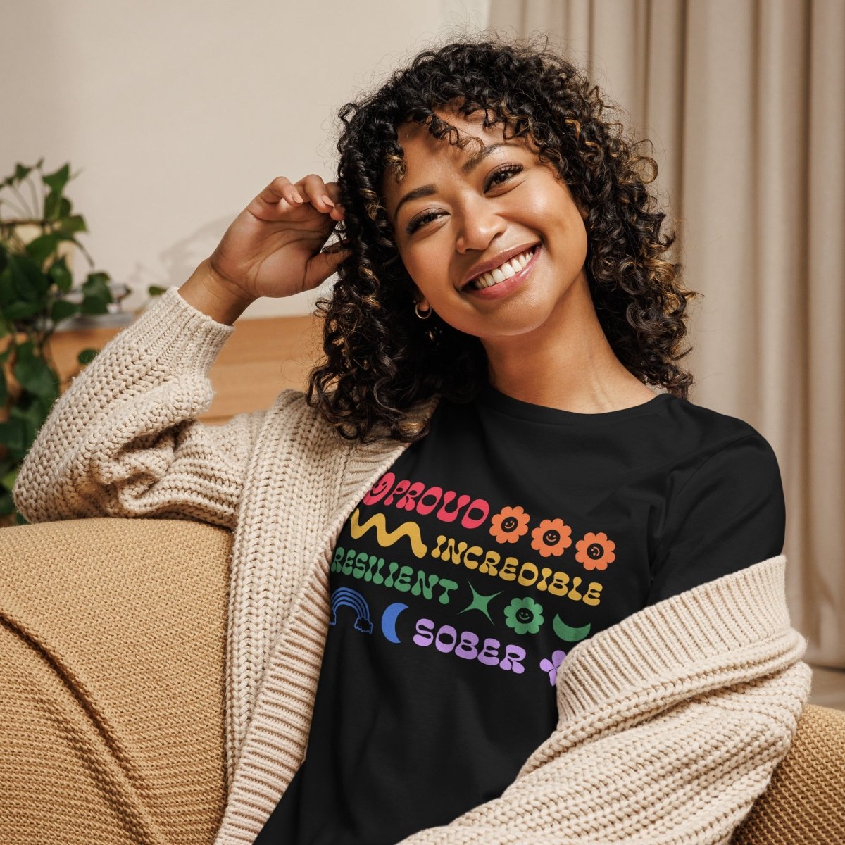 Rainbow Resilience Relaxed Tee - Comfortably Sober - | Sobervation