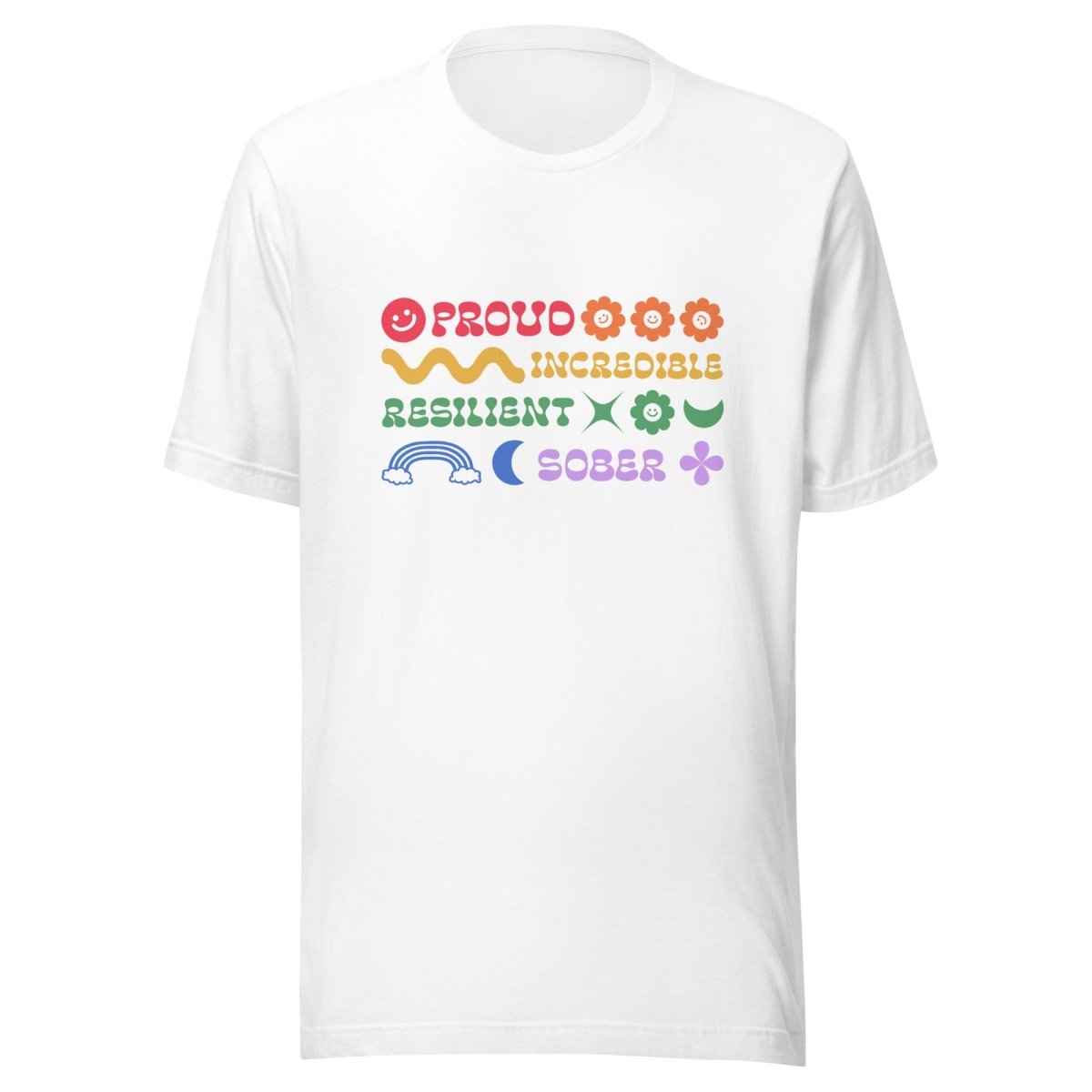 Rainbow Resilience Unisex Tee - Sober & Strong - White / XS | Sobervation