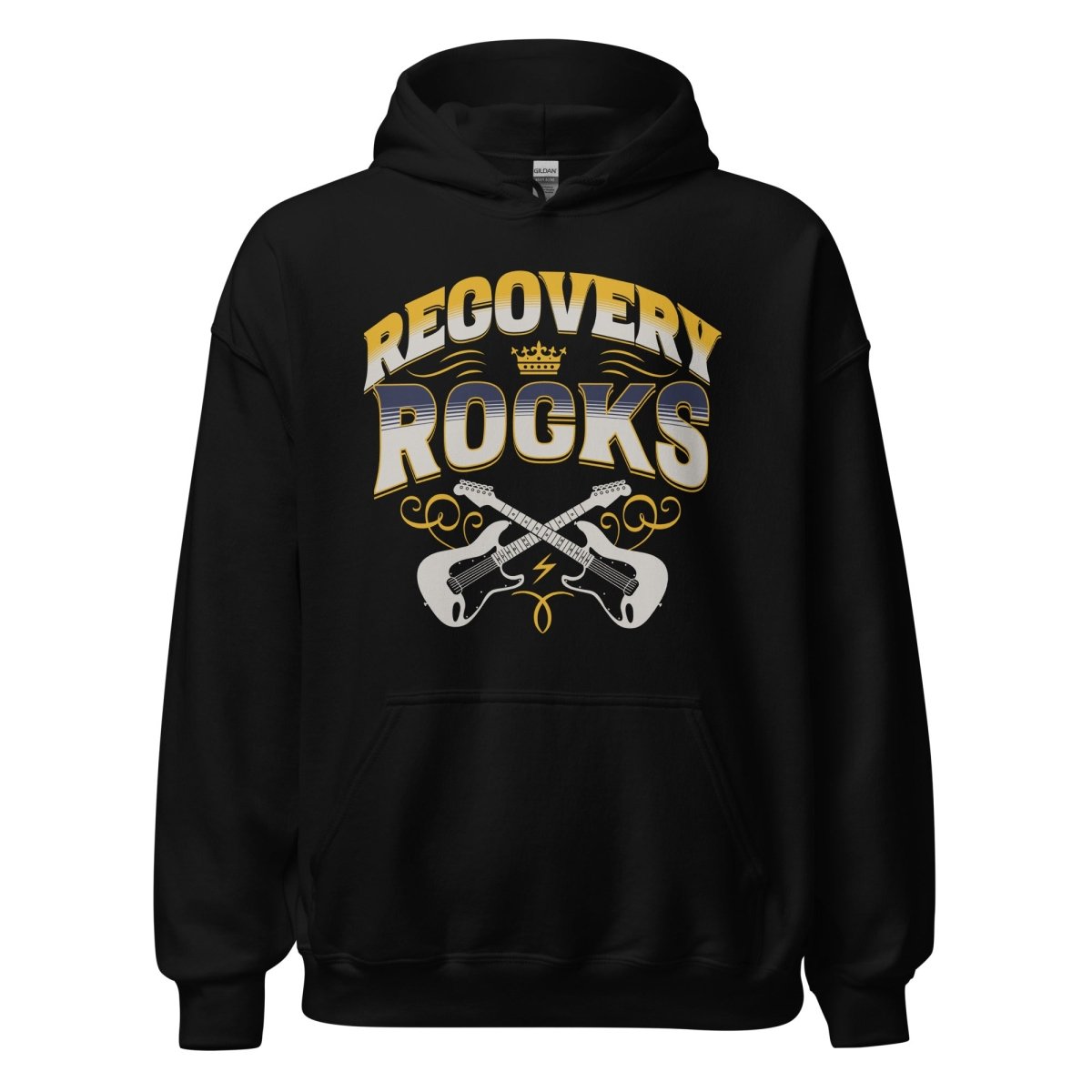 Recovery Rocks Out: Amplify Your Comeback Unisex Hoodie - Black / S | Sobervation