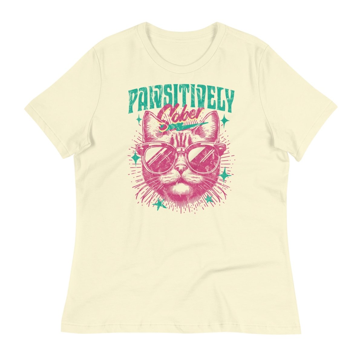 Relaxed Pawsitively Sober Tee for Women - Comfort Meets Commitment - Sobervation
