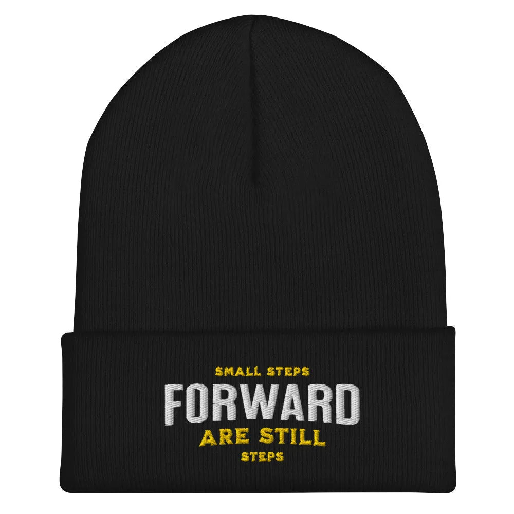 Small Steps Forward Are Still Steps - Embroidered Cuffed Beanie - Sobervation