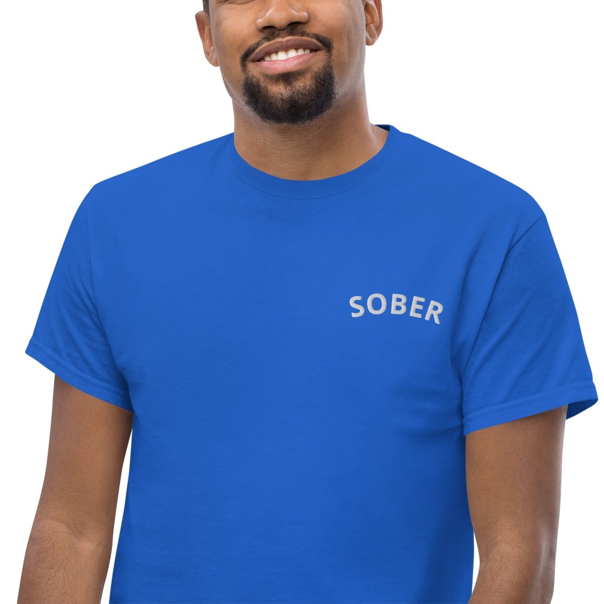 'Sober' Embroidered Men's Classic Tee - Sobervation Essentials - | Sobervation