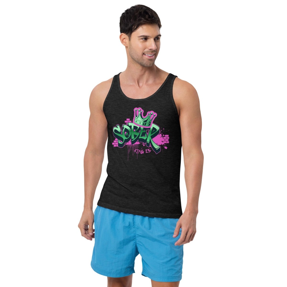 Sober Graffiti Crown Men's Tank - Urban Sobriety Statement Wear - Sobervation