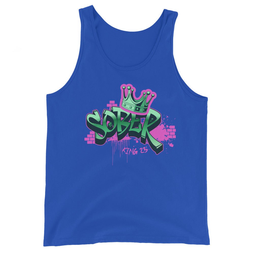 Sober Graffiti Crown Men's Tank - Urban Sobriety Statement Wear - Sobervation