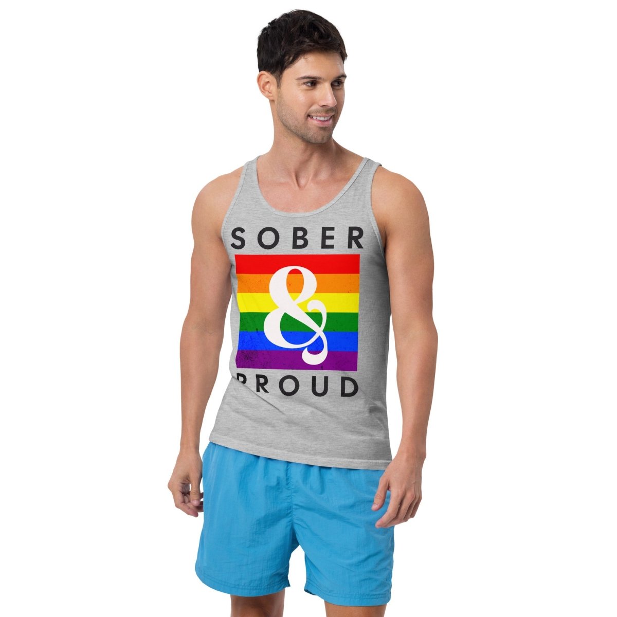 Sober & Proud Rainbow Men's Tank Top - Sobervation