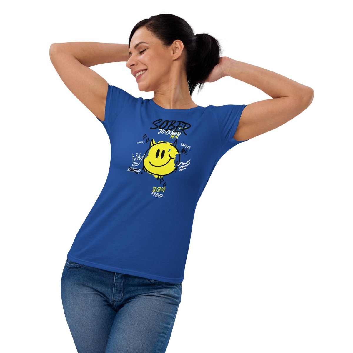 SoberFit Smiley Women's Tee - Bright Sobriety Line - Sobervation